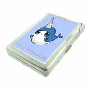 Narwhals D4 100's Size Cigarette Case with Built in Lighter Metal Wallet