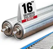Conveyor Rollers - Galvanized Steel Replacement, 1.5" Diameter, 16" Between Frame, 18 Ga., Found in Woodworking Table, Garage, Boat Trailers, Material & Tool Handling - 2-Pack by Ultimation