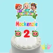 Cocomelon Cake Topper Personalised Lolly Loot Bag Party Supplies Cupcake Banner
