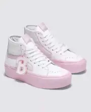Women's Vans x Barbie Sk8-Hi Tapered Stackform Shoes Size 9.5 True White/Pink
