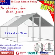 Walk in Cage Chicken Hen Coop Large Metal House Chook Ferret Hutch Outdoor Steel