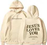 [MARLLCO] Jesus Loves You Hoodie Faith Over Fear hoodie Christian Bible Verse Religious Sweatshirt Pullover Faith Sweater
