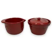 Longaberger Pottery Woven Traditions Paprika Covered Casserole Mixing Bowl Lot 2
