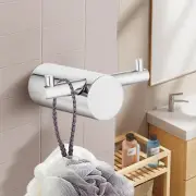 ACA Bath Silver SUS304 Wall Double Towel Clothes Robe Hook Holder Hanger Round