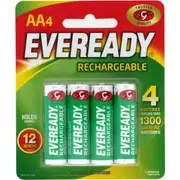 Eveready Rechargeable Aa Batteries 4 Pack