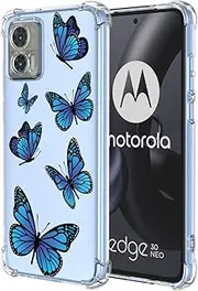 [KOARWVC] Case for Moto Edge 30 Neo Case, Motorola Edge 30 Neo XT2245-1 Case Soft TPU Shock Absorption Slim Protective Butterfly Pattern Case Back Cover for Motorola Edge 30 Neo Blue Butterfly