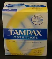 TAMPAX ESSENTIALS 18 Tampons Regular Sturdy Grip plastic Aplicator