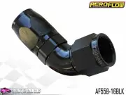 AEROFLOW BLACK ONE PIECE CUTTER FULL FLOW SWIVEL 60° HOSE END -16AN AF558-16BLK