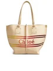 Chloé Vick Printed Leather Tote In Gradient Blondie Beige