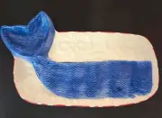 New Mudpie Whale Shaped Serving Dish Snacks Dip & Chips Red White Blue Nautical