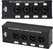 1Pair 4-Channel 3-Pin XLR or 6.3Mm Audio and Over Network Cable Extender; DMX512 Network Signal Extender Male+Female