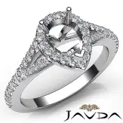 1.58ctw Halo Pave Split Shank Pear Diamond Engagement Ring Setting White Gold