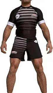 [OSS-BJJ Combat Sports] OSS Sports Men's BJJ, MMA, Grappling Kit Compression Top Plus Shorts Set 2 PCS - BJJ Jiu Jitsu Rash Guards, No GI (BlackNumber1, Large), Blacknumber1, Large
