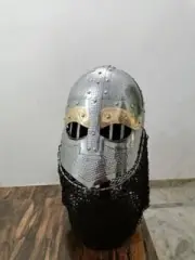 Steel Brass Viking Helmet Armor 16 Gage Steel Rivited Chain Mail Helmet Costume