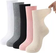 Twistover 5 Pairs Maternity Crew Socks Cotton Pregnancy Loose Socks Labor and Delivery Anklets Non Binding Cozy Ankle Anklets for Hospital Women Pregnancy Gift New Mom Diabetic Swollen Feet