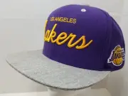 Los Angeles Lakers LA Snapback Hat Cap Mitchell & Ness Purple Gold NBA