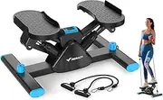 MERACH Mini Stepper for Exercise, Twist Stair Stepper 330LBS Capacity, Stepper Exercise Equipment with Resistance Bands for Full Body Workout at Home