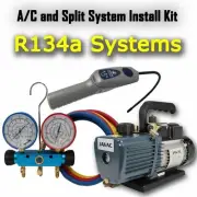 A/C HVAC Install Tools Vacuum Pump Refrigerant Leak Detector R134a Manifold Set.