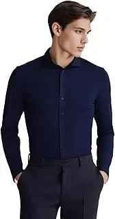 [DULO.] Men’s Dress Shirt, Long Sleeve, Regular Fit, Breathable and Moisture-Wicking, Made from 100% Biodegradable Fabric, Easy-Care Performance Shirt for Men, Made in Europe