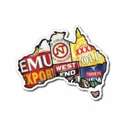 Aussie Beer Map Sticker / Decal - Beer Bar Mancave Emu Export Ute VB XXXX NT Pub