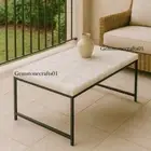 White Quartz Coffee Table Top - Unique Quartz Stone Center Hallway Furniture Top
