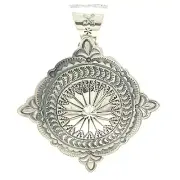 Delayne Reeves Sterling Silver Handmade Navajo Pendant Stamped Shield Style