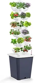 LIROPAU Hydroponic Growing System 30 Pods Hydroponics Tower Garden for Indoor Herbs, Fruits, And Vegetables, Aeroponics Growing Kit with Hydrating Pump and Movable Water Tank for Gardening Lover