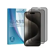 2 Pack MEZON iPhone 15 Pro (6.1") Privacy Anti-Spy Full Cover Tempered Glass