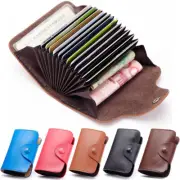 Men Womens Genuine Leather ID Card Holder Wallet with Hasp Front Pocket Purse US