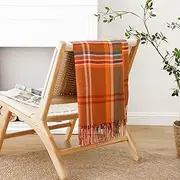 [Battilo] Orange Plaid Throw Blanket for Couch - Fall Throw Blanket - Lightweight Buffalo Plaid Blanket Throw Checkered Blanket for Bed, Sofa, Chair,Home Decor, Fall Decor