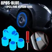 8X Car Tire Valve Caps Universal Glow In Dark Fluorescent Car Tire Valve Cover