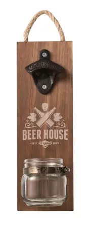 Hanging Bottle Opener With Jar Cap Catcher