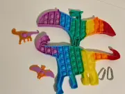 Fidget Popper Bubble Sensory Toys, New Set of 4 T-Rex Dinosaur Plus 2 Minis ADHD