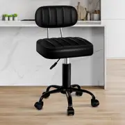 ALFORDSON Salon Stool Swivel Dress Chair Backrest Lina - All Black