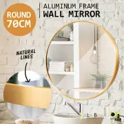 Wall Mirror Round Aluminum Frame Makeup Decor Bathroom Vanity 70cm GOLD