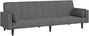 vidaXL Light Grey 2-Seater Sofa Bed - Convertible Settee with Pillows & Wood Frame for Living Room, Home Office, and Small Spaces