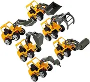 KOMBIUDA 6pcs Plastic Excavator Model Set for Boys and Girls Educational Toy Fine Craftsmanship Realistic Digger Trucks Bulldozer Toy