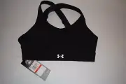 NWT $50 Womens Under Armour High Support Sports Bra sz XS Black Fitted