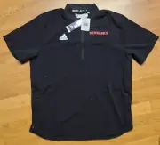 $70 Adidas Men's Nebraska Cornhuskers Black SS 1/4 Zip Shirt GK5727 Sz Large NWT