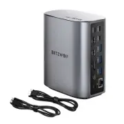 BlitzWolf® BW-TH15 17-in-1 USB C Docking Station with Dual HD 4K/60HZ Triple Display USB3.0 USB3.2 10Gbps Date Transmiss