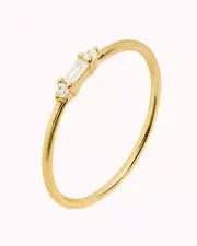 Dainty & Tiny Baguette Moissanite Ring, Baguette Moissanite 14k Gold Ring,