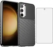 [Asuwish] Phone Case for Samsung Galaxy S23 FE 5G with Tempered Glass Screen Protector Cover and Cell Accessories Slim Soft TPU Silicone Rubber Protective Hybrid Mobile S 23 EF S23FE 23S Women Men Black