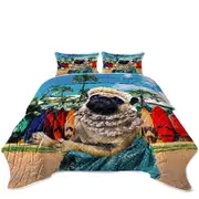 Funny and Cute Aloha Girl Pug Dog in Hawaii Coverlet