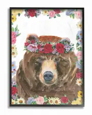 Stupell Flower Friends Bear by Emily Adams Framed Art