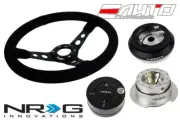 NRG 350mm 3" DP Steering Wheel BK Suede BK St 110H Hub Gen2.5 SL Release Lock LB (for: Honda)