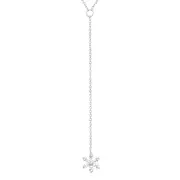 Silver Snowflake Y Pendant Necklace
