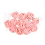144Pcs 0.98" Mini Rose Artificial Flower Heads Bulk with Stem & Gauze,Light Pink