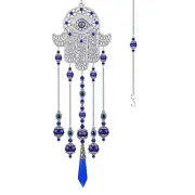 Crystal Prism Suncatcher Ornament with Hamsa Fatima Hand Protection Charm