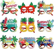 Hawaiian Sunglasses,9 Pair Hawaiian Sunglasses | Fancy Dress Props Fun Kids Adults Beach Themed Supplies, Pool Photo Booth Prop, Decoration For Birthday