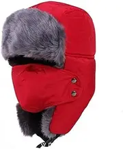 [FEATUR] Winter Aviator Pilot Cap,Winter Siamese Windproof hat, hat with Ear Flaps, Winter Hat Keep Warm Unisex Trapper Aviator Trooper Earflap Russian Ski Bomber Faux Hats (Color : B, Size : 56-60cm) (Color